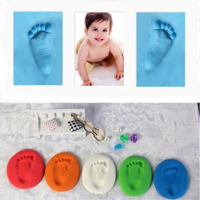 Infant Baby Kids Handprint Footprint Clay Special Baby Diy Air Drying Clays Blue   